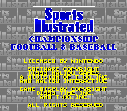 Sports Illustrated Championship Football & Baseball (USA) (Beta 2)